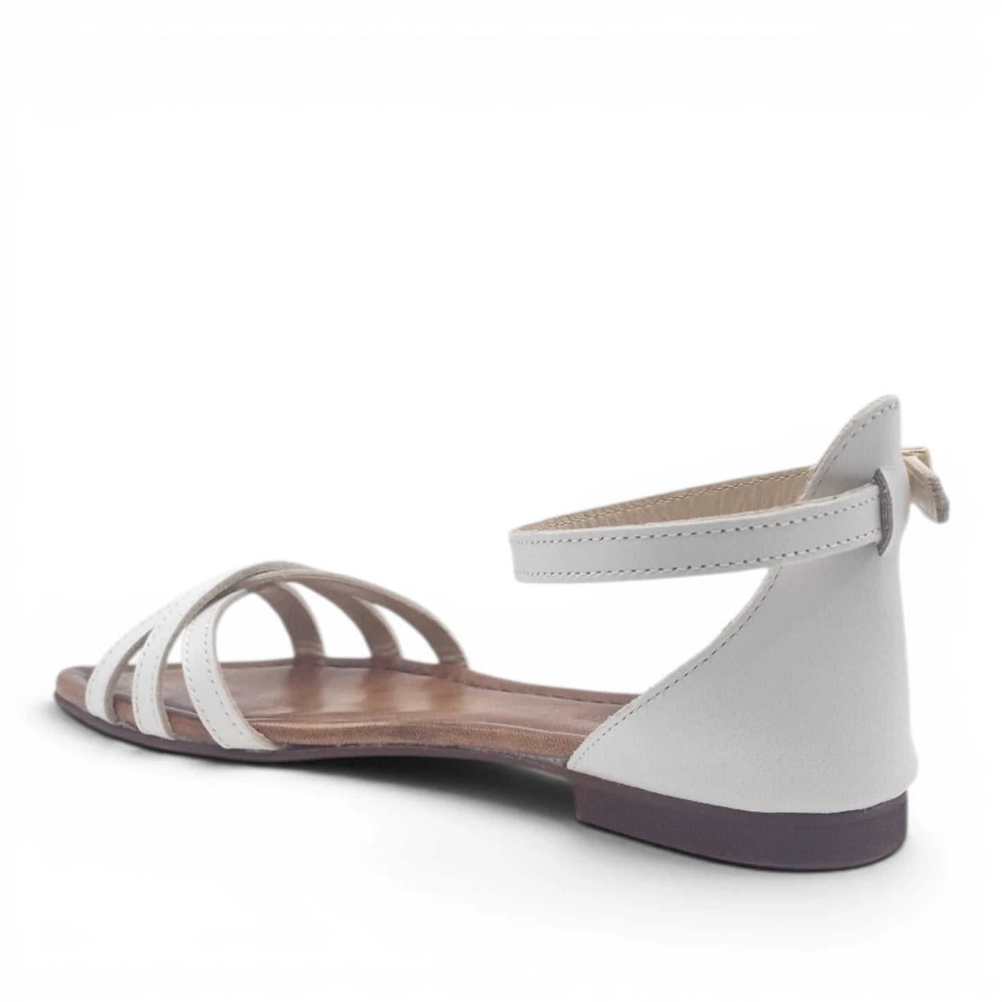 Sandalo Donna Scarpine Italiane Ragnetto in Pelle Bianco con Sottopiede Imbottito
