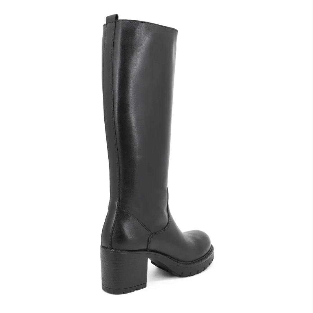 Stivale Pelle Nero con Tacco largo