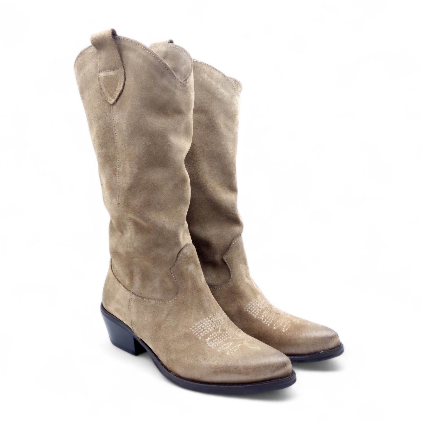 Stivale Donna Texano in Pelle Scamosciata Fango