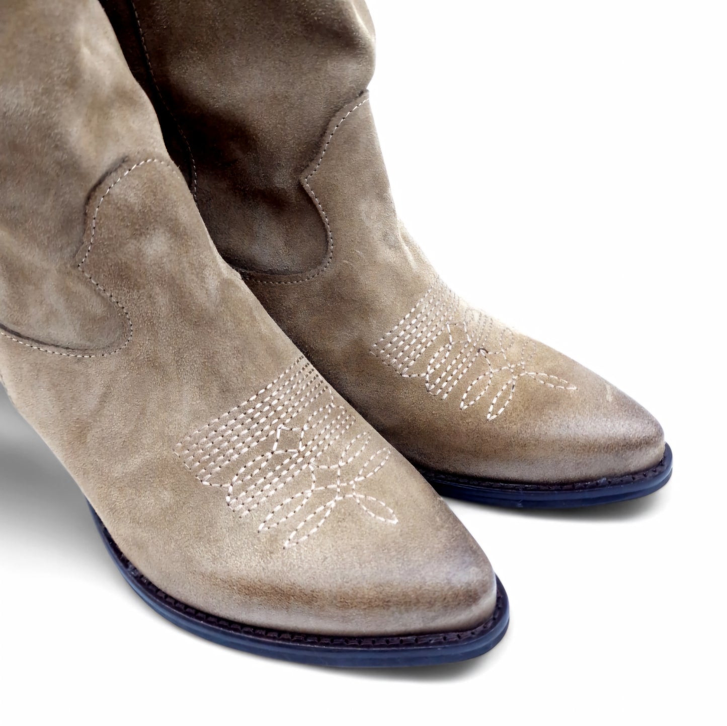 Stivale Donna Texano in Pelle Scamosciata Fango