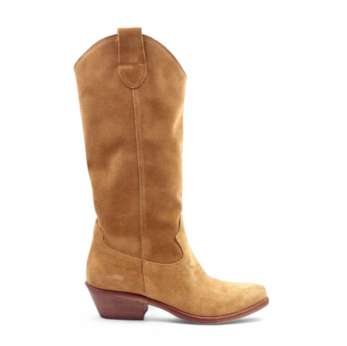 Stivale Donna Texano in Pelle Scamosciata Cuoio
