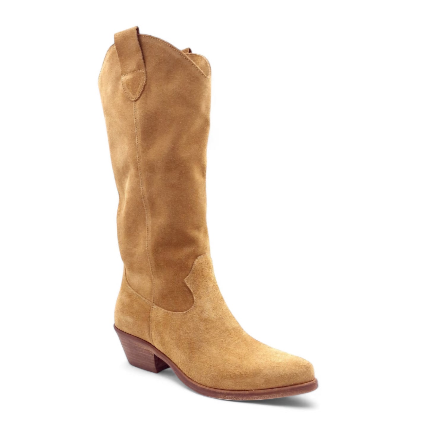 Stivale Donna Texano in Pelle Scamosciata Cuoio