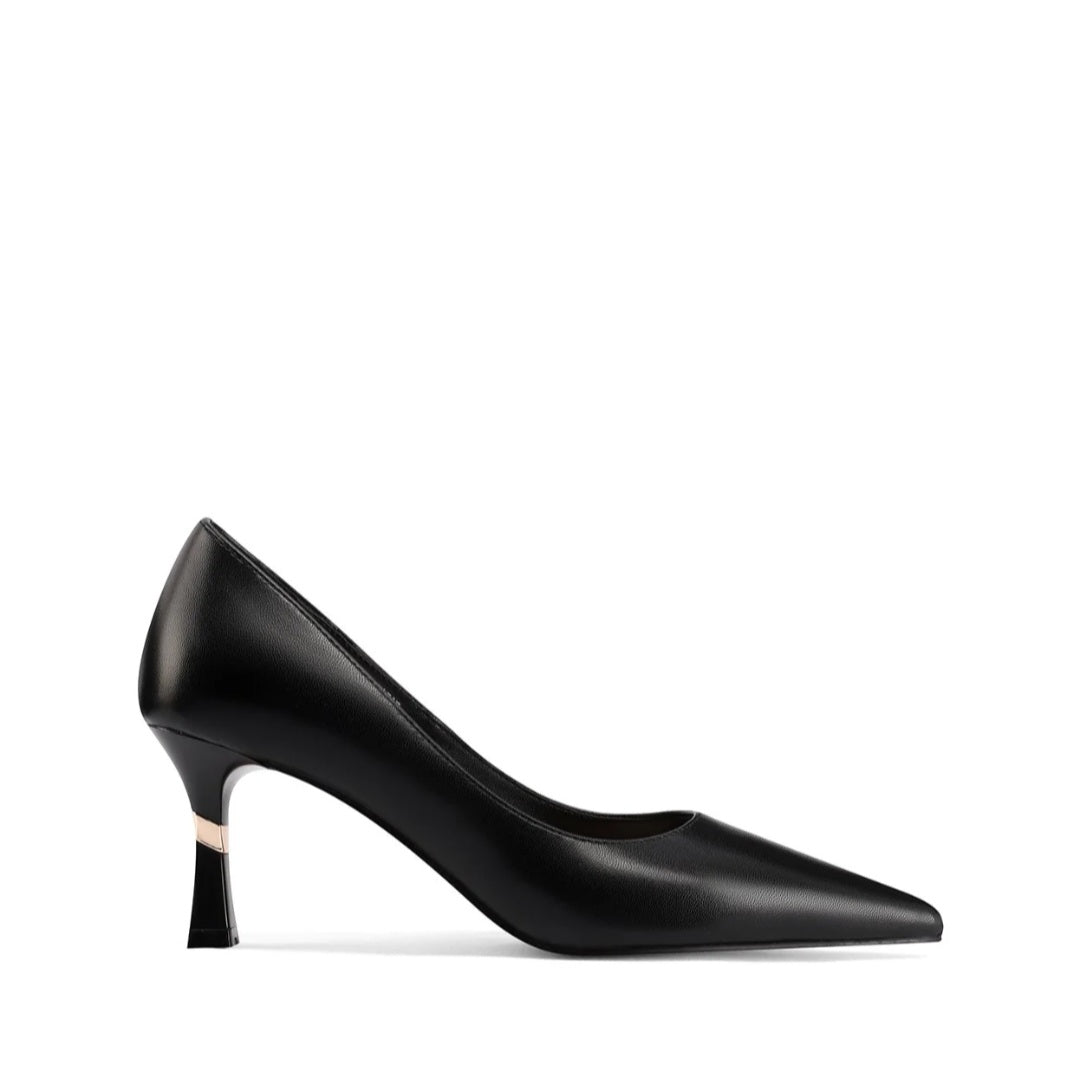Décolleté Donna Nero tacco riporto Oro