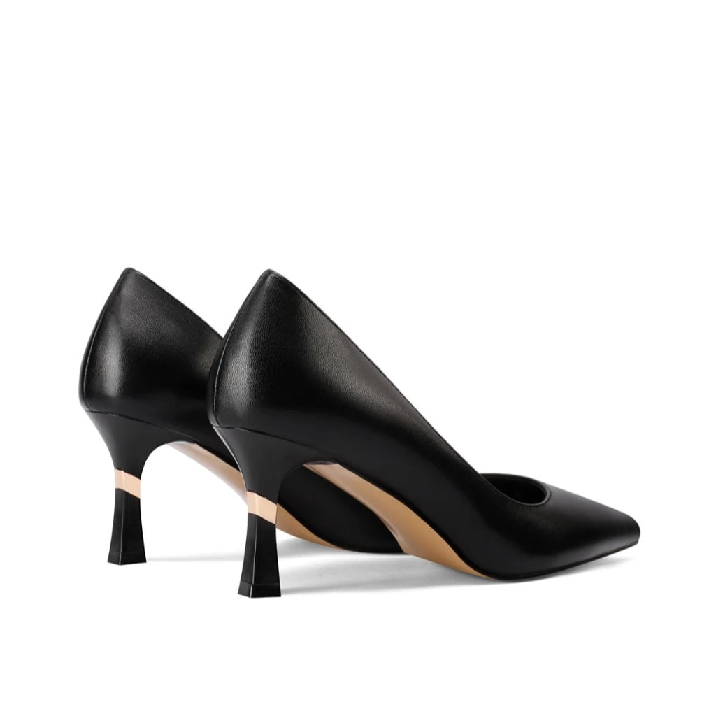 Décolleté Donna Nero tacco riporto Oro