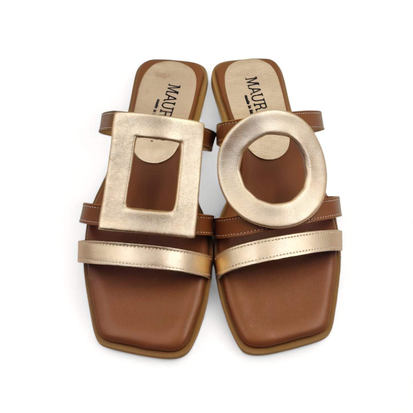 Sandalo Scalzato Greece Flat fondo micro Cuoio/Rame