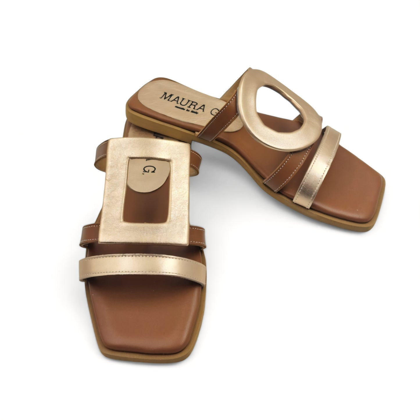 Sandalo Scalzato Greece Flat fondo micro Cuoio/Rame