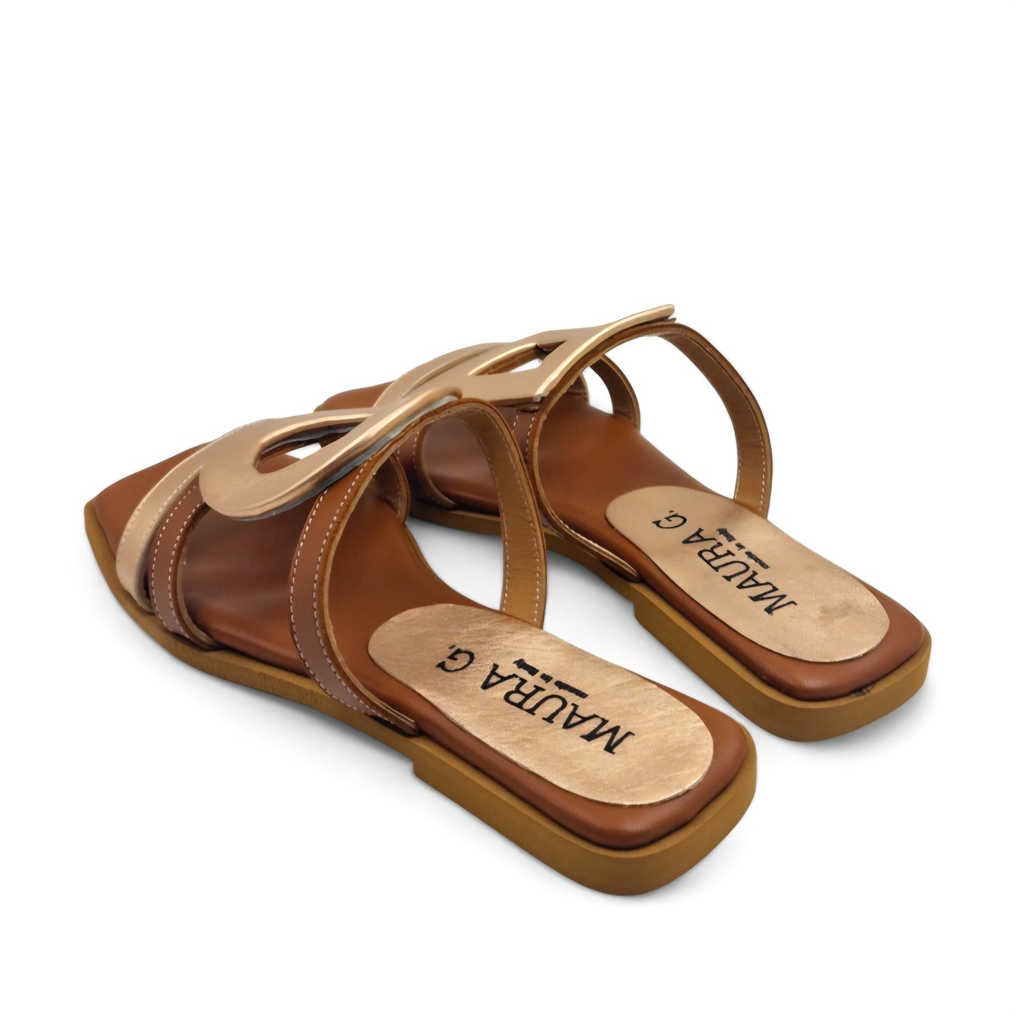 Sandalo Scalzato Greece Flat fondo micro Cuoio/Rame