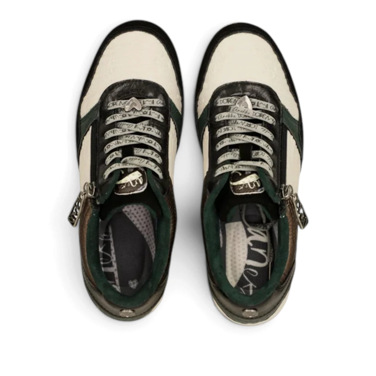 Sneakers Donna Anekke con zeppa in Pelle Panna con riporti Nero
