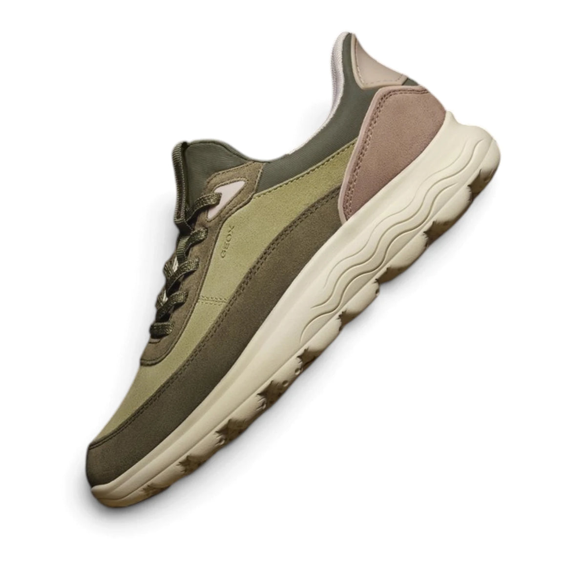 Sneakers Donna GEOX Spherica Plus Militare Pelle e Tessuto Fast In Senza Mani