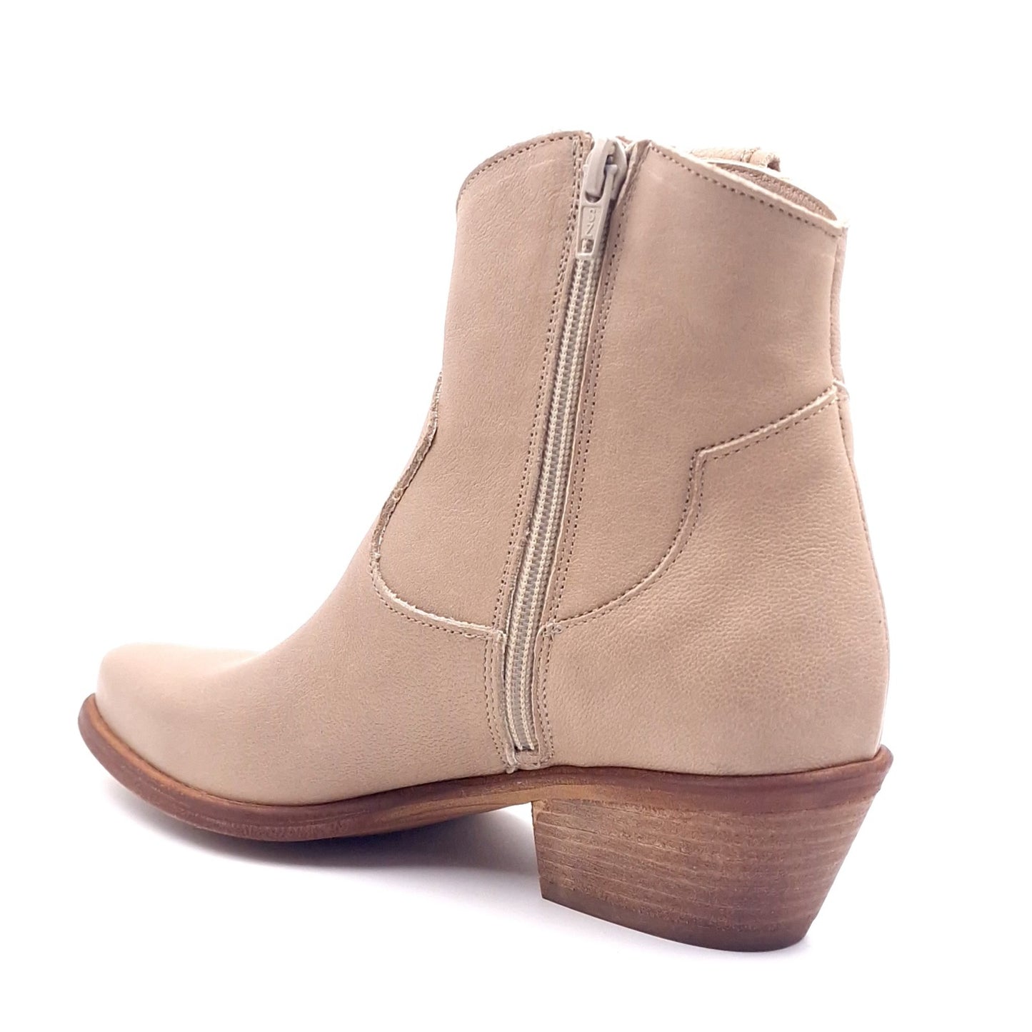 Stivaletto Donna Texano in Pelle Lavata Taupe