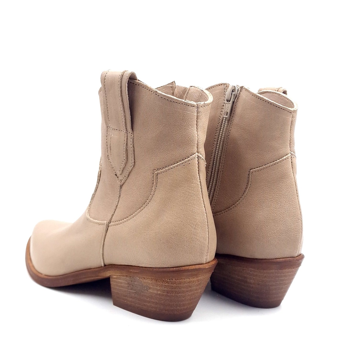 Stivaletto Donna Texano in Pelle Lavata Taupe