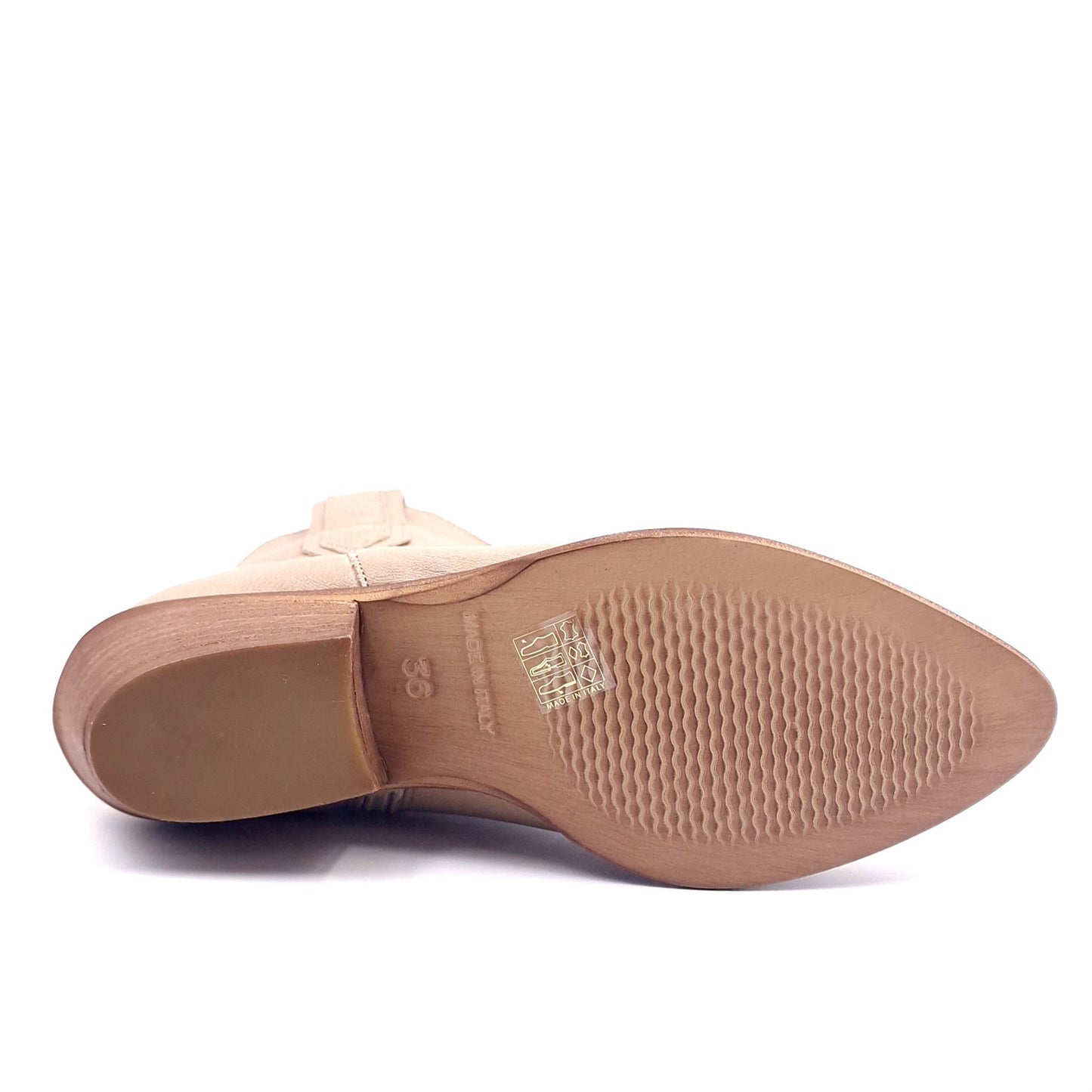 Stivaletto Donna Texano in Pelle Lavata Taupe