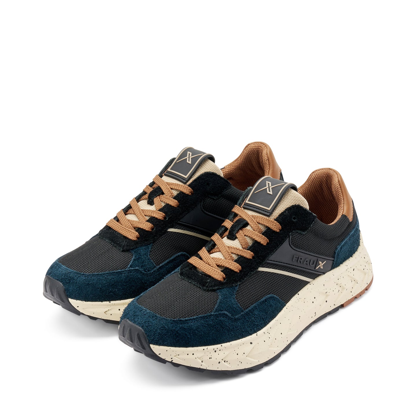 Sneakers Uomo FRAU Scamosciato Blu tessuto Marrone