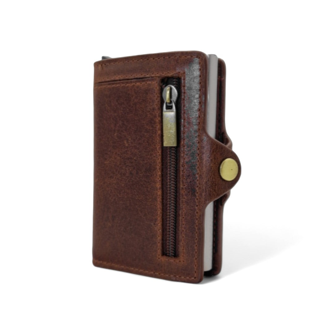 Wallet in Pelle Savage Cuoio zip