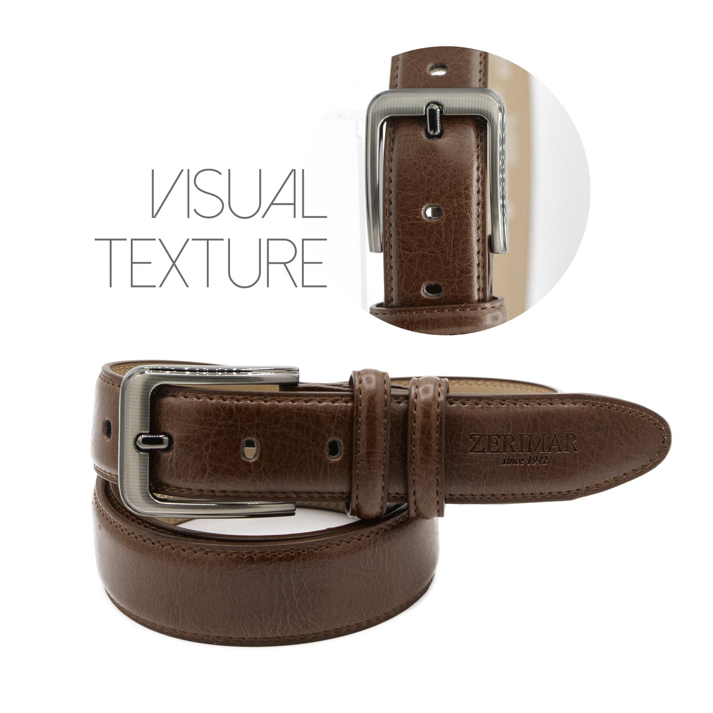 Cintura da uomo in Pelle Premium: Marrone / 120
