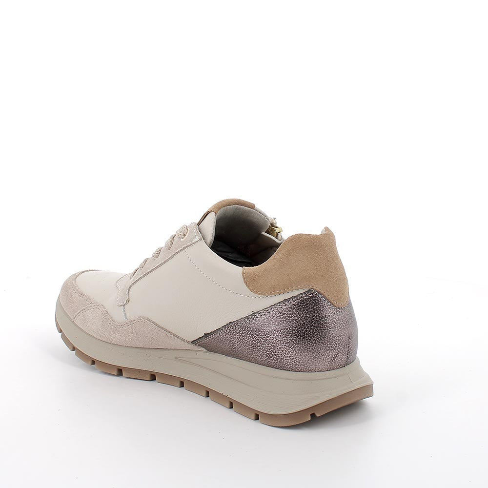 Sneakers Donna Igi&Co in Pelle Panna riporti Sabbia