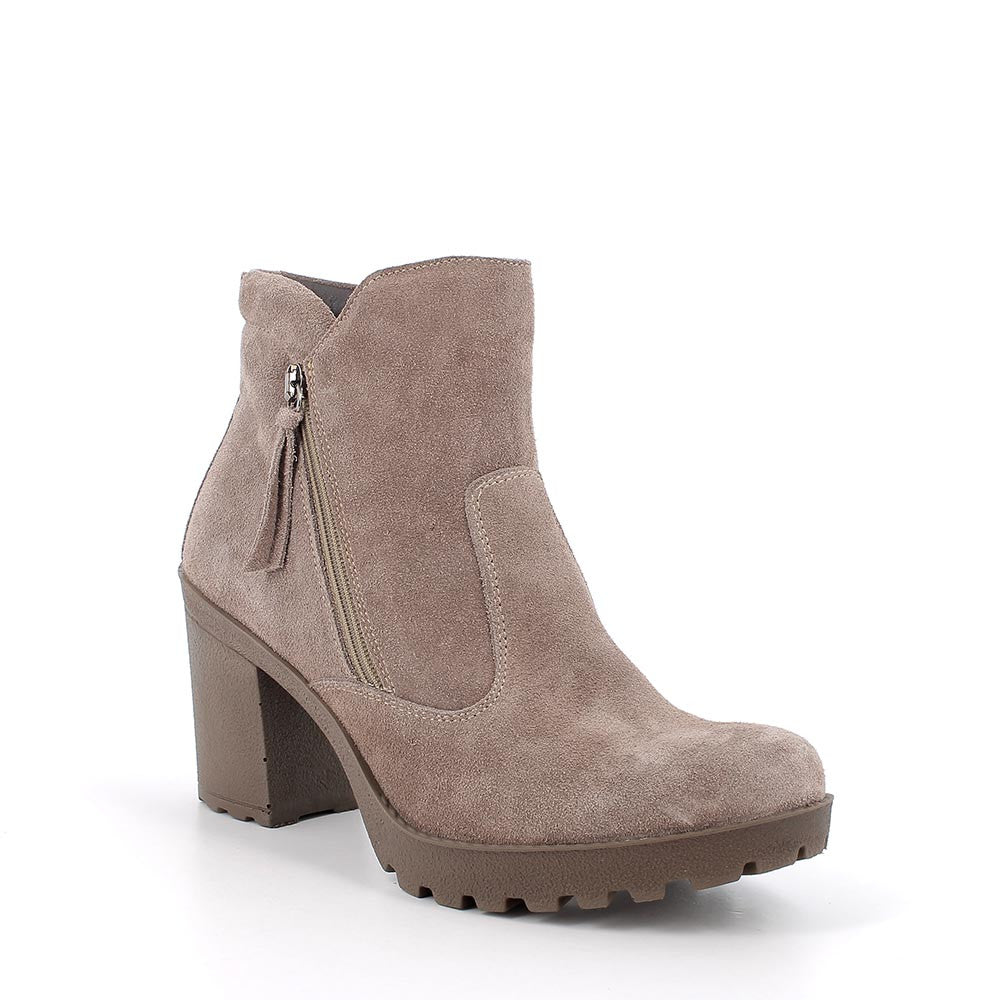 Stivaletto Donna Tacco con Zip Igi&Co in Pelle Scamosciata Fango