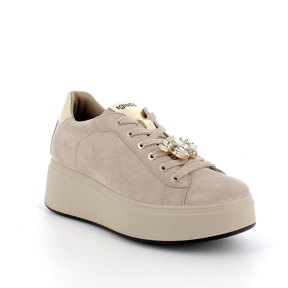 Sneakers Donna Igi&Co in Pelle Scamosciata Beige