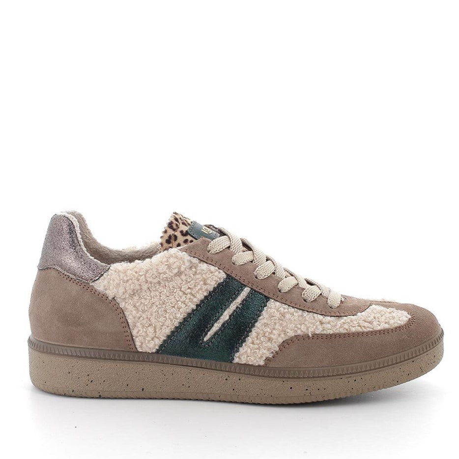 Sneakers Donna Igi&Co in Pelliccetta Beige e riporti Scamosciato Beige