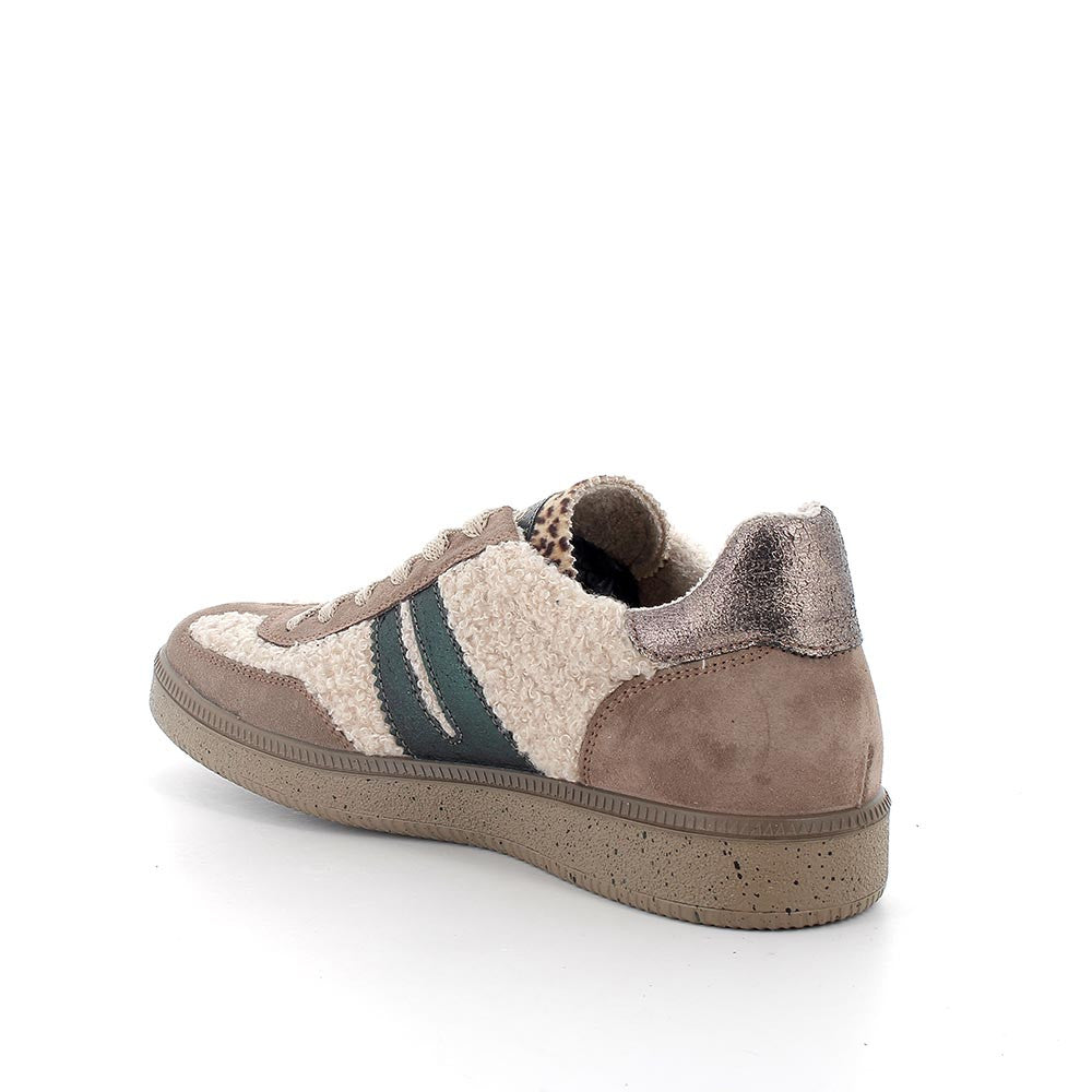Sneakers Donna Igi&Co in Pelliccetta Beige e riporti Scamosciato Beige