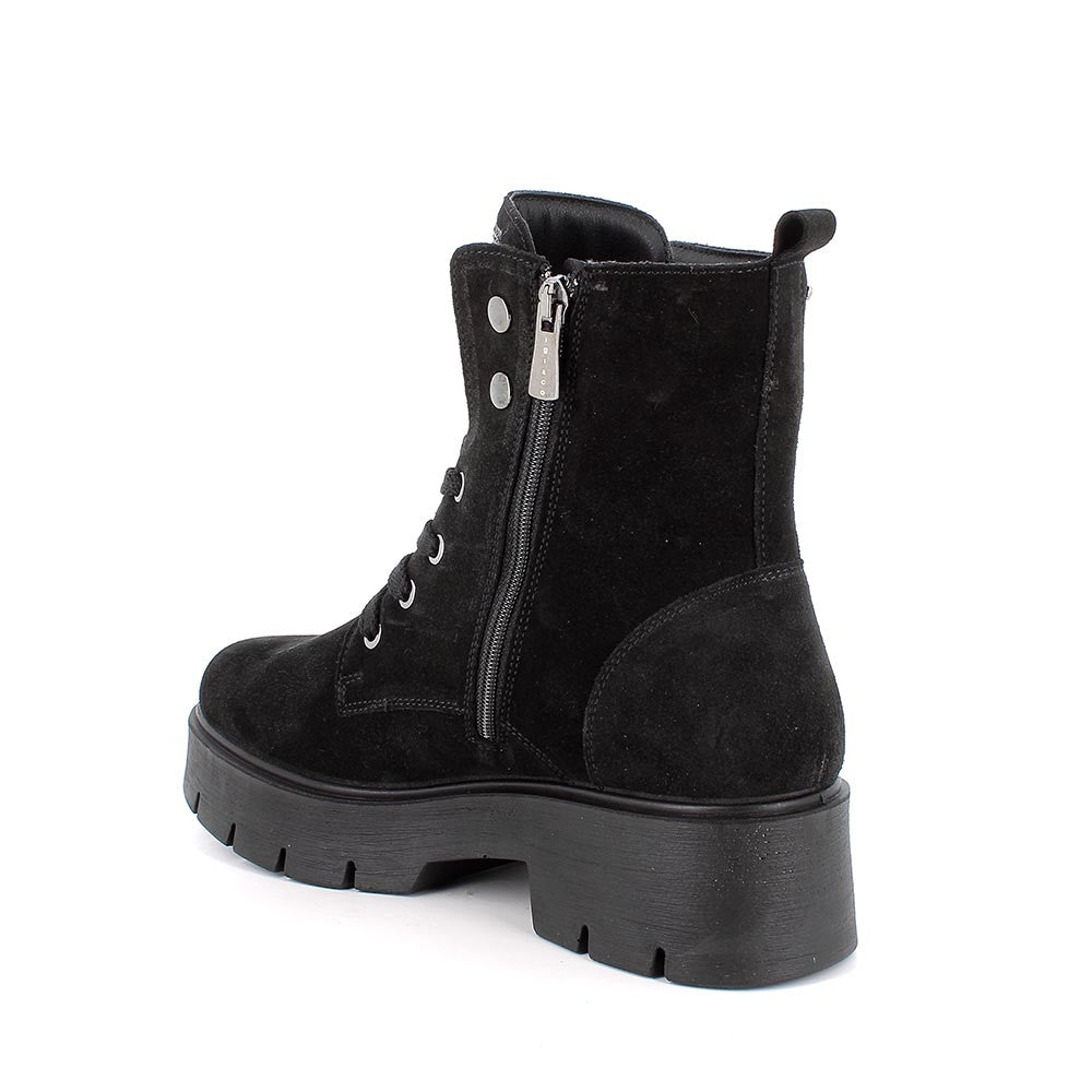 Anfibio Donna Igi&Co con Patta Brillantinata in Pelle Scamosciata Nero