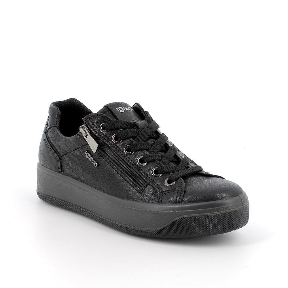 Sneakers Donna Igi&Co in Pelle laminata Nero