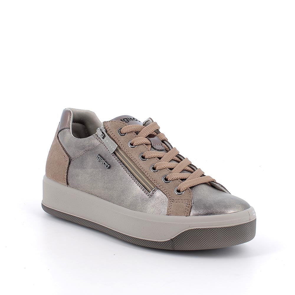 Sneakers Donna Igi&Co in Pelle Bronzo riporti Fango
