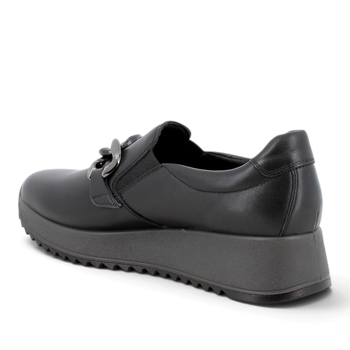 Mocassino Donna Enval in Pelle Nero con accessorio