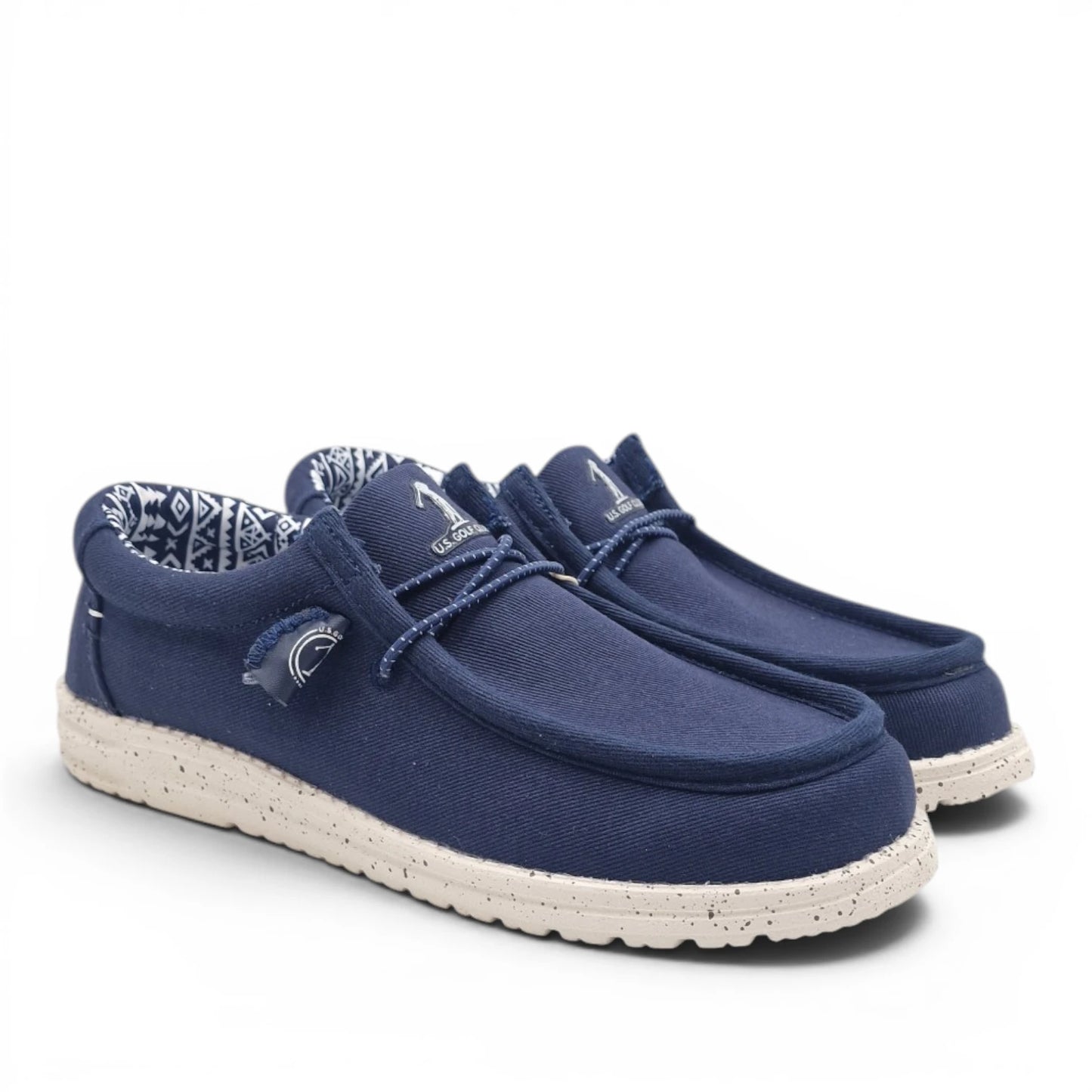 Mocassino Uomo U.S. GOLF CLUB in Tessuto Blu Navy con Lacci Elastici e Sottopiede in Pelle