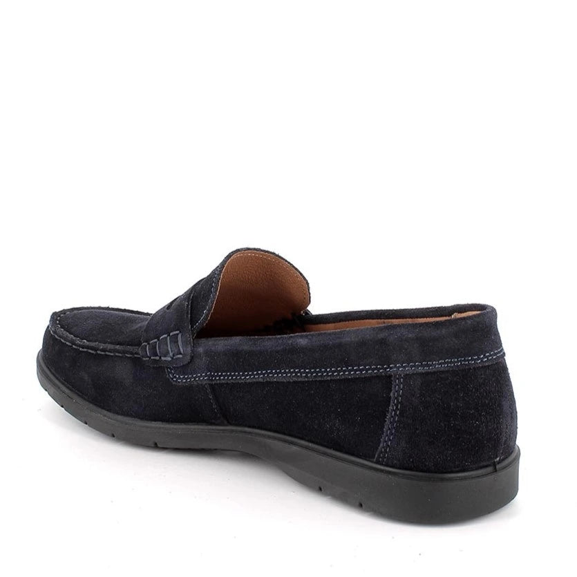 Mocassino Uomo Igi&Co in Pelle Scamosciata Blu fondo Ultra Flessibile