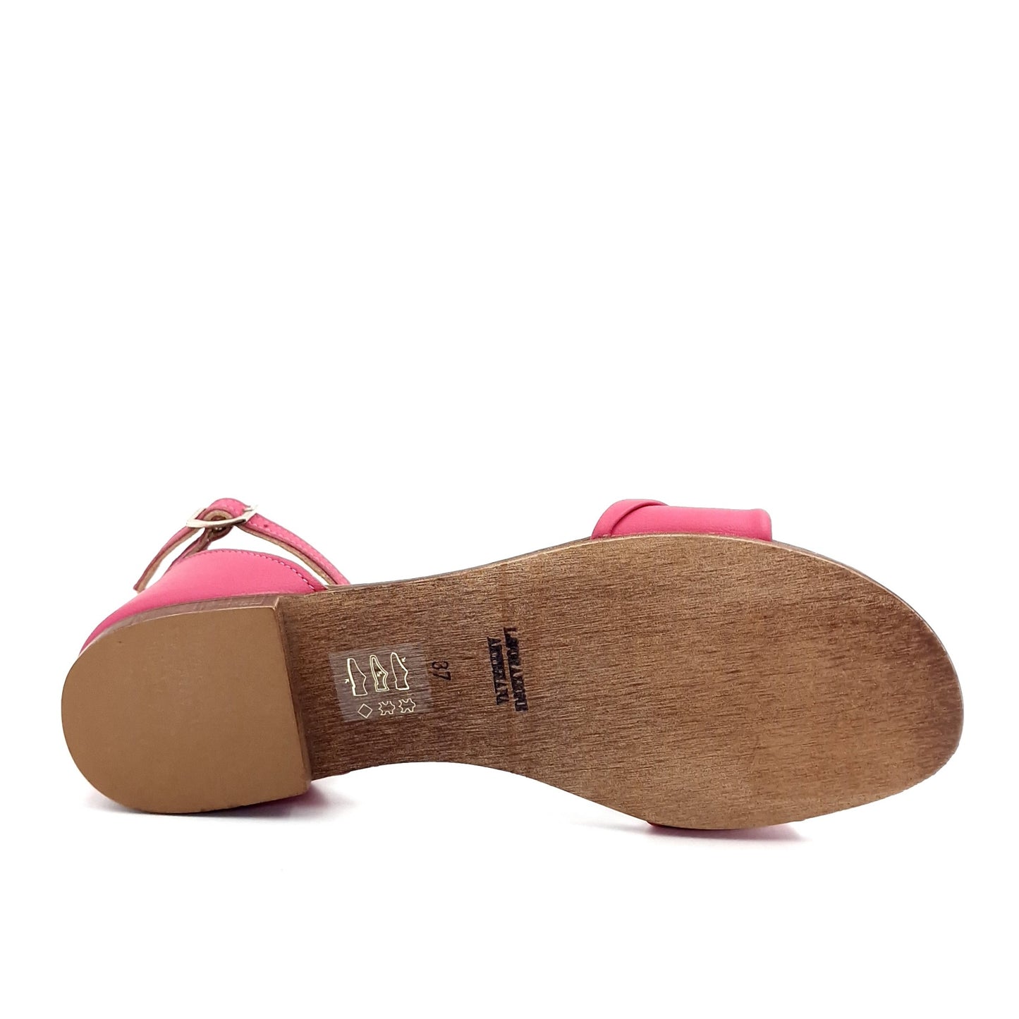 Sandalo Risvolto Pelle Fucsia