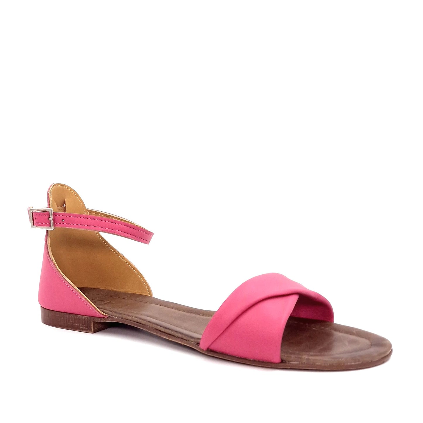 Sandalo Risvolto Pelle Fucsia