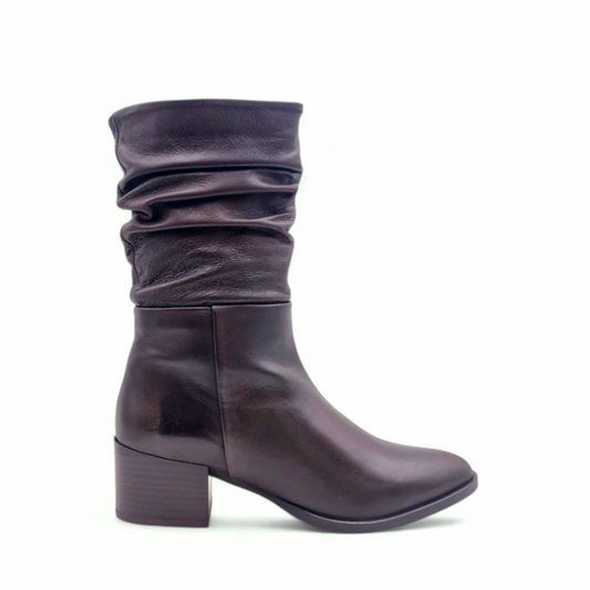 Mezzo Stivale Donna Tacco in Pelle Cioccolato