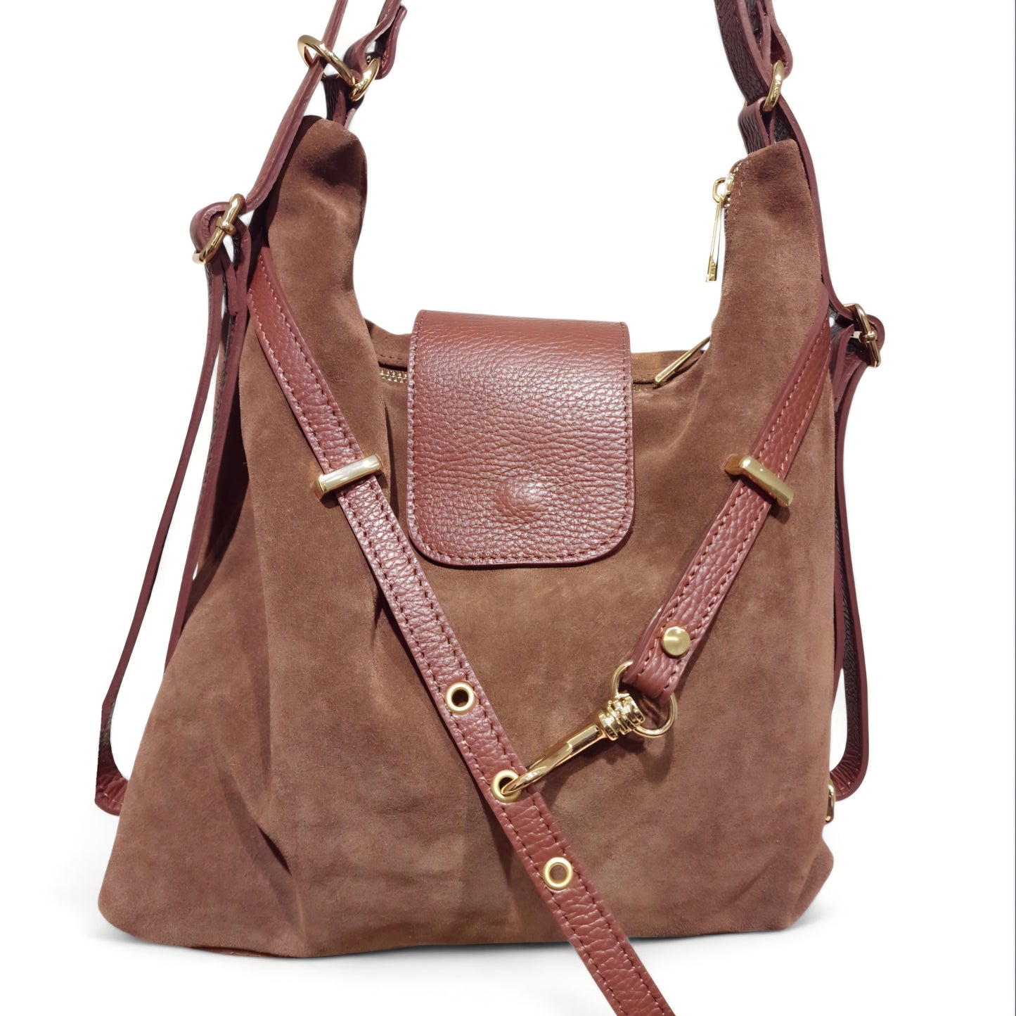 Borsa a Spalla/Zaino in Pelle Scamosciata Luana
