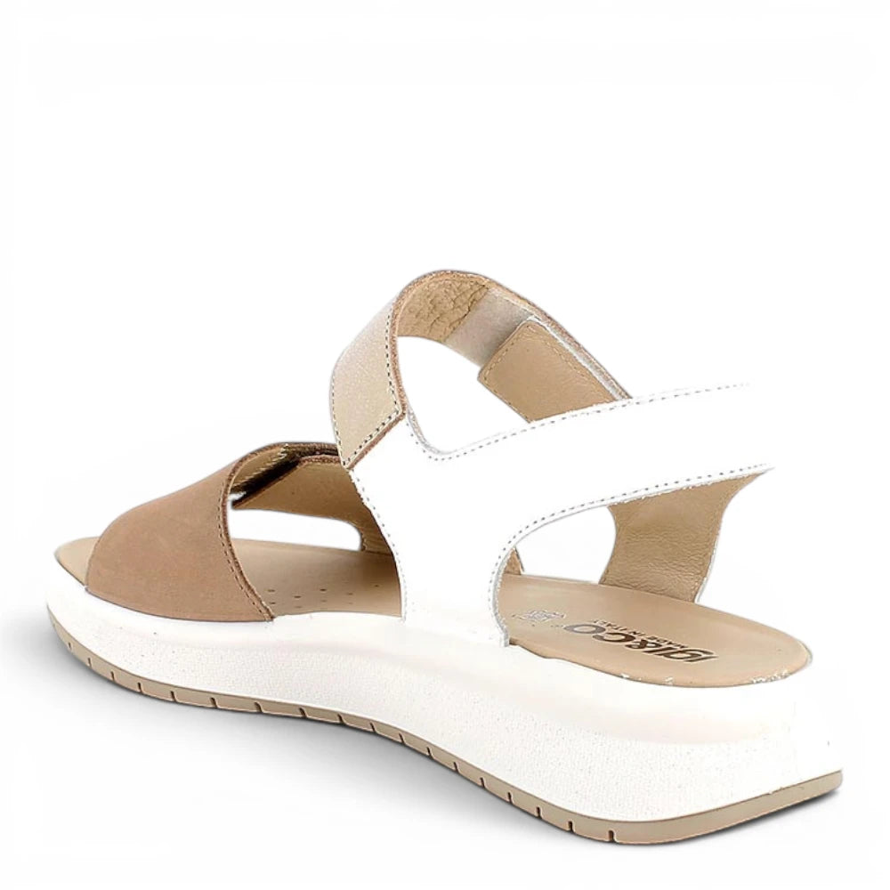 Sandalo Donna Igi&co con fascia regolabile in Pelle Beige - Bianco - Platino - Cinturino a strappo
