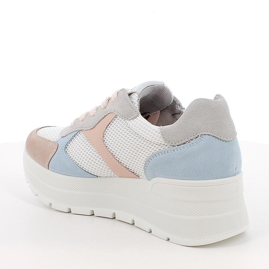 Sneakers Donna Igi&Co in Tessuto e Pelle Scamosciata Rosa e Cielo