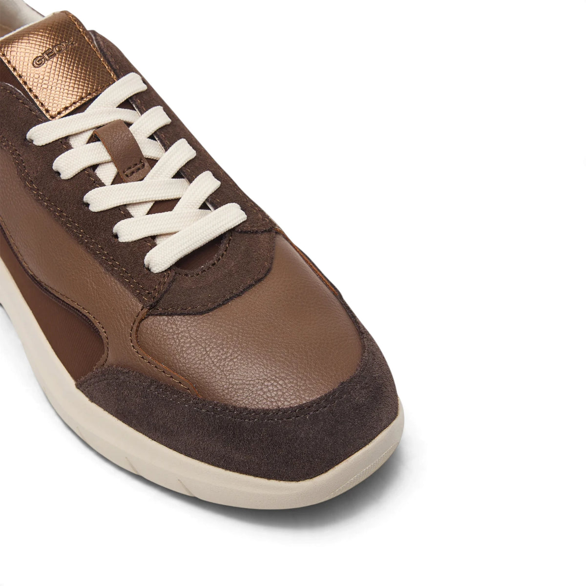 Sneakers Donna GEOX Pelle e Tessuto Fango riporti Marrone