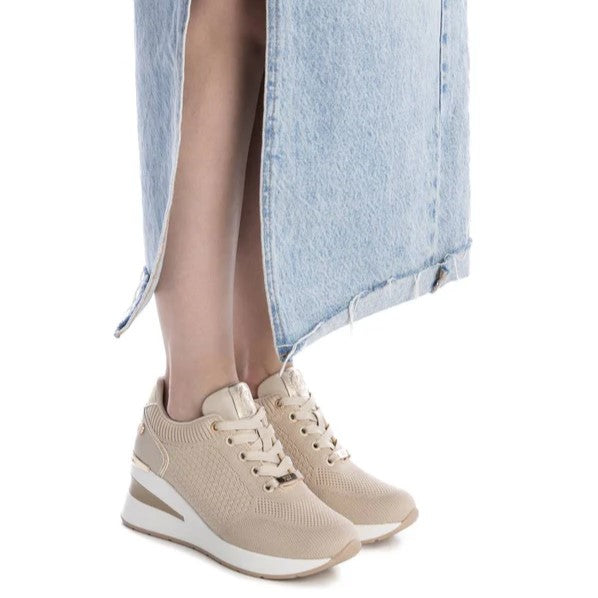 Sneaker Donna Xti con Zeppa in Tessuto Beige