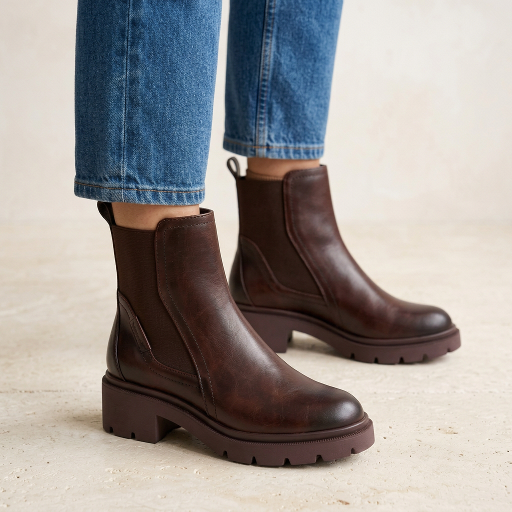 Stivaletto Donna Tamaris in Ecopelle Moro con Elastici laterali