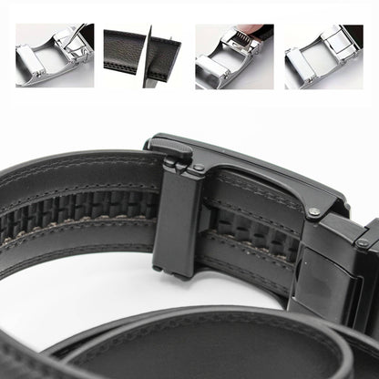 Cintura da uomo in pelle nero con fibbia automatica - larghezza 3,5 cm