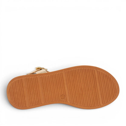 Sandalo Donna Frau in Pelle Laminata Platino - Zeppa Comoda e Stile Elegante