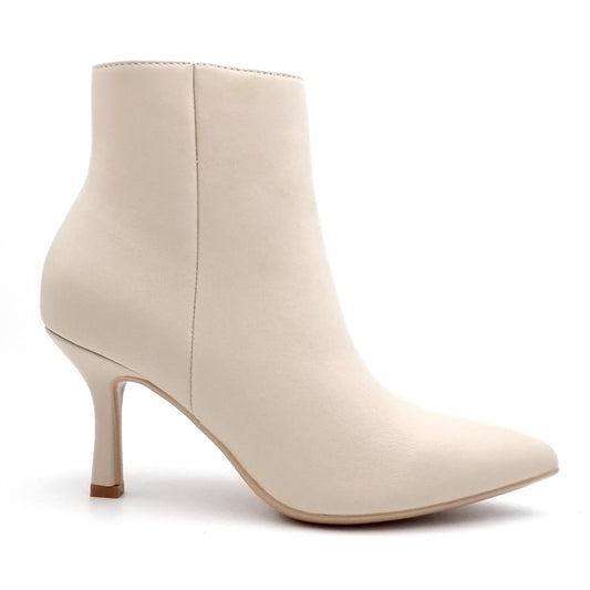 Stivaletto Donna in pelle Beige con Tacco Rocchetto