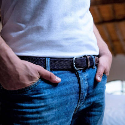 Cintura Intrecciata Elastica Blu Marino