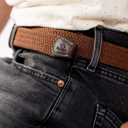 Cintura elastica intrecciata Marrone Cammello