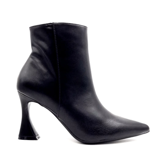 Stivaletto Donna in pelle Nero con Tacco Clessidra