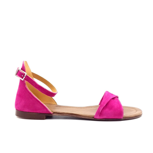 Sandalo Risvolto Pelle Scamosciata Fucsia