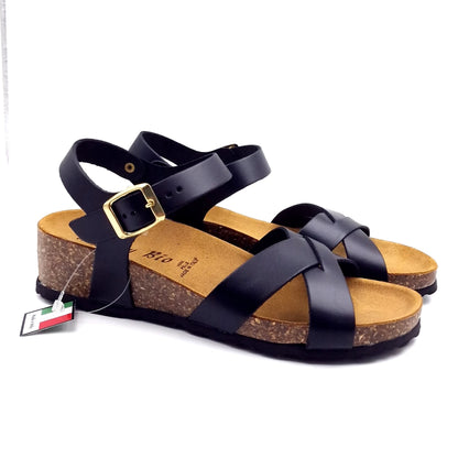 Sandalo Donna Morbicomoda Incrocio Nero