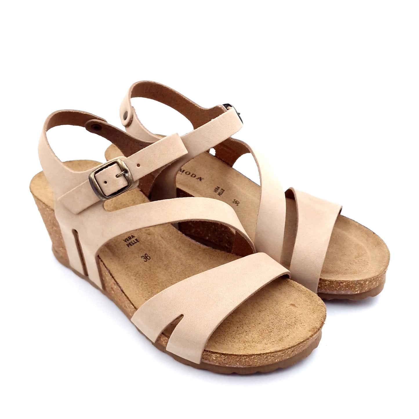 Sandalo Donna con Zeppa Morbicomoda Fascia Nocciola