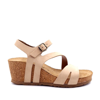 Sandalo Donna con Zeppa Morbicomoda Fascia Nocciola
