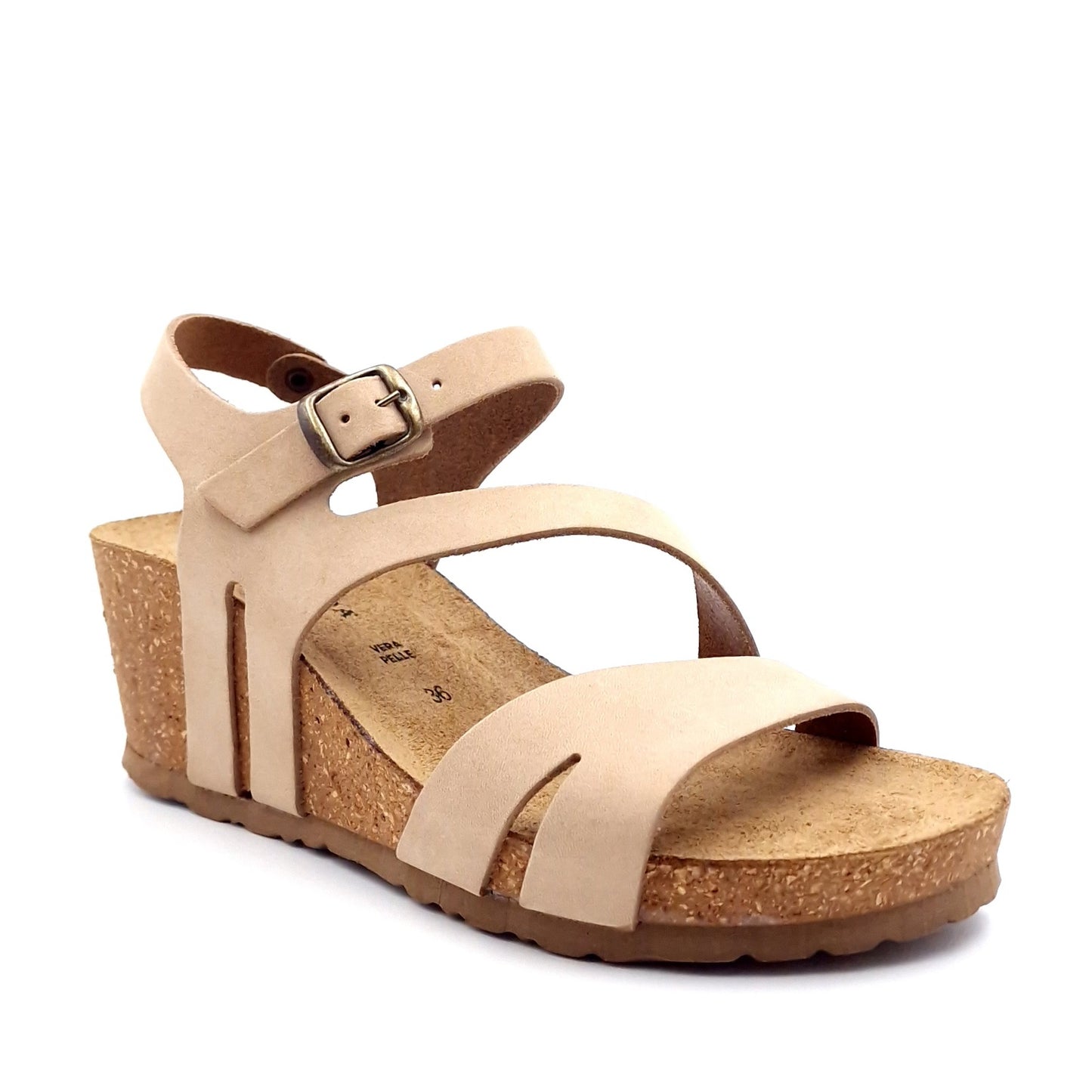 Sandalo Donna con Zeppa Morbicomoda Fascia Nocciola